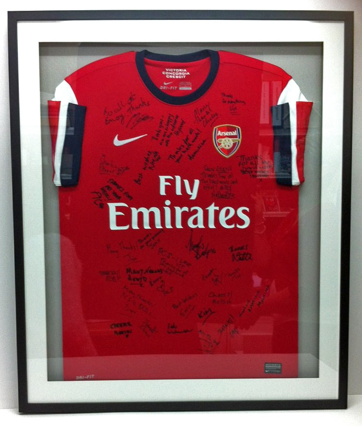 bespoke picture framing signed arsenal shirt sports memorabilia